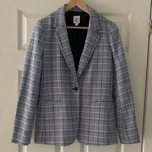 GAP Women's Black and White Checkered Blazer